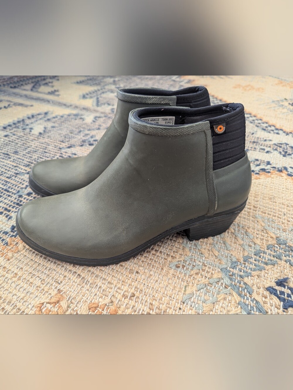 Women's Olive Green Waterproof Ankle Rain Boots